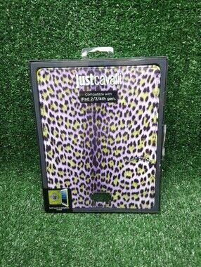 NEW JUSTCAVALLI iPAD 2/3/4TH GEN CASE LEOPARD PRINT DESIN FLAP CLOSURE